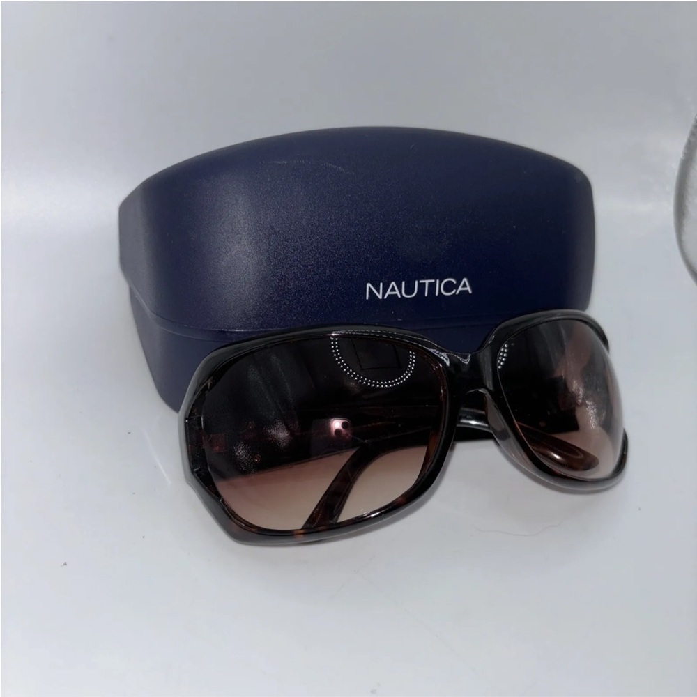 Nautical Rectangle Brown Tortoise Sunglasses Womens Lightweight With Hard Case - Picture 2 of 7